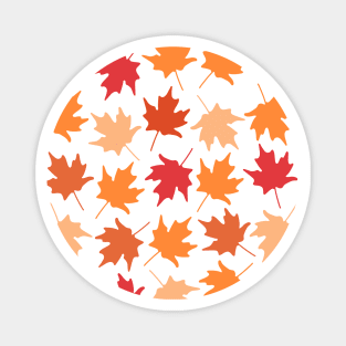 Colorful Orange Autumn Leaves Pattern, made by EndlessEmporium Magnet